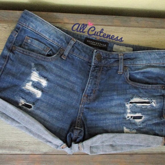 Aeropostale Distressed Jean Shorts Size 6 - Picture 1 of 8